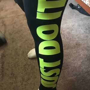 Nike Pants - Nike Just Do It Workout Pant Large Black Green Nike Pants - Nike Just Do It Workout Pant Large Black Green